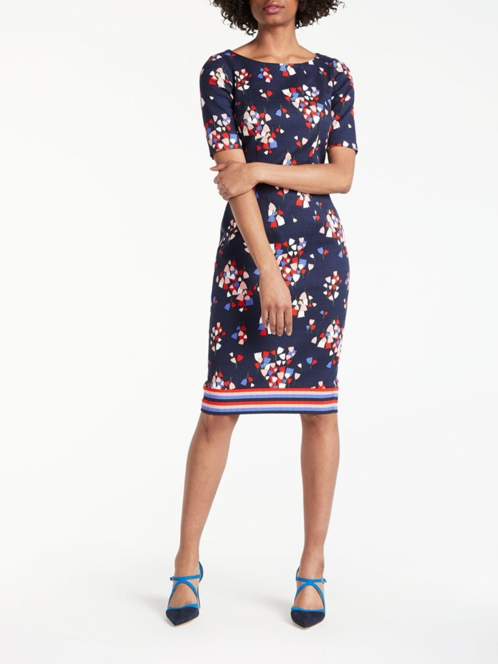 Boden Fleur fitted dress in navy tulip, size 10, EUC